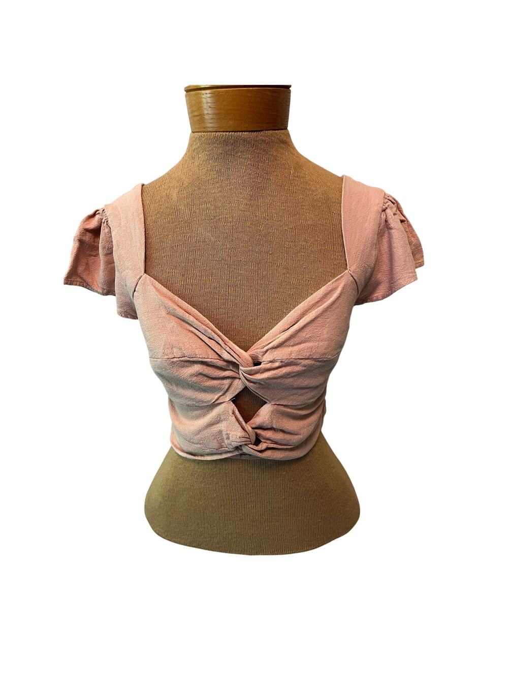 Promesa double twist crop top cotton linen cap sleeve festival coquette feminine